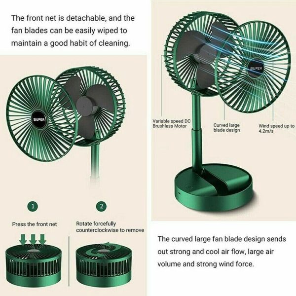 Telescopic Folding Fan Summer Silent Desktop Retractable Fan For Office Bedroom School Usb Ventilator